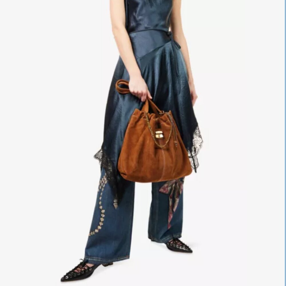 Marc Jacobs The Cristina Suede Tote Copper Gold Hardware NWT